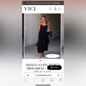 Vici Dhalia Satin Tiered midi dress black